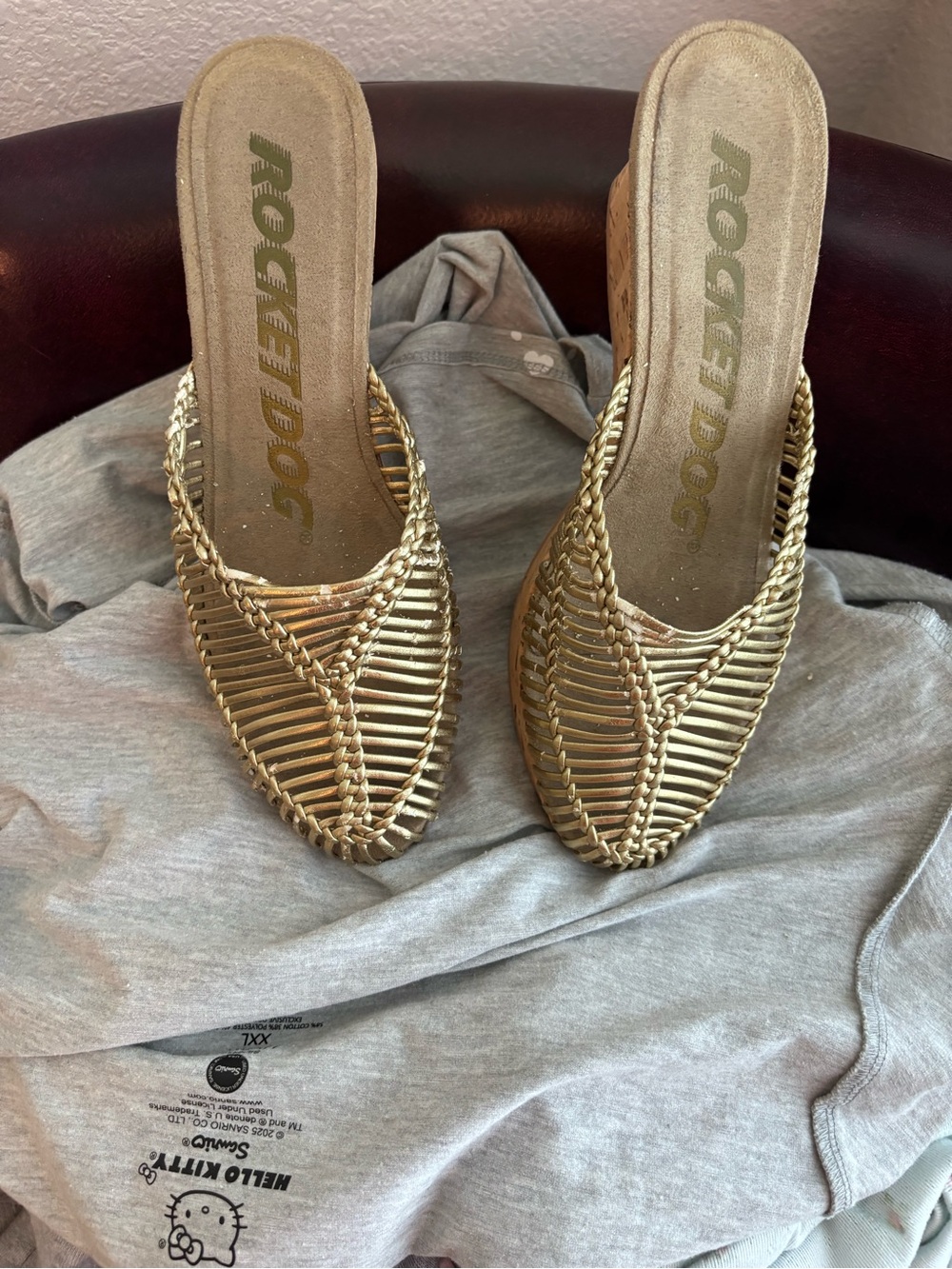 Rocket Dog Metallic Gold Braided Slide Mules - Women